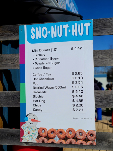 Ejemplo de menu en Snow Valley Ski Resort