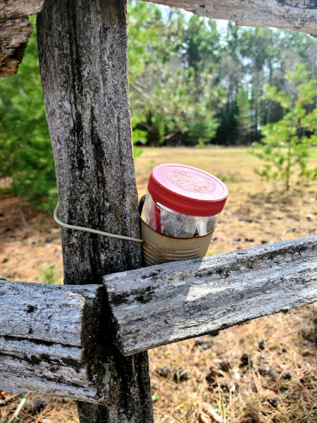 Ejemplo de recipiente que se usa en el juego del geocaching